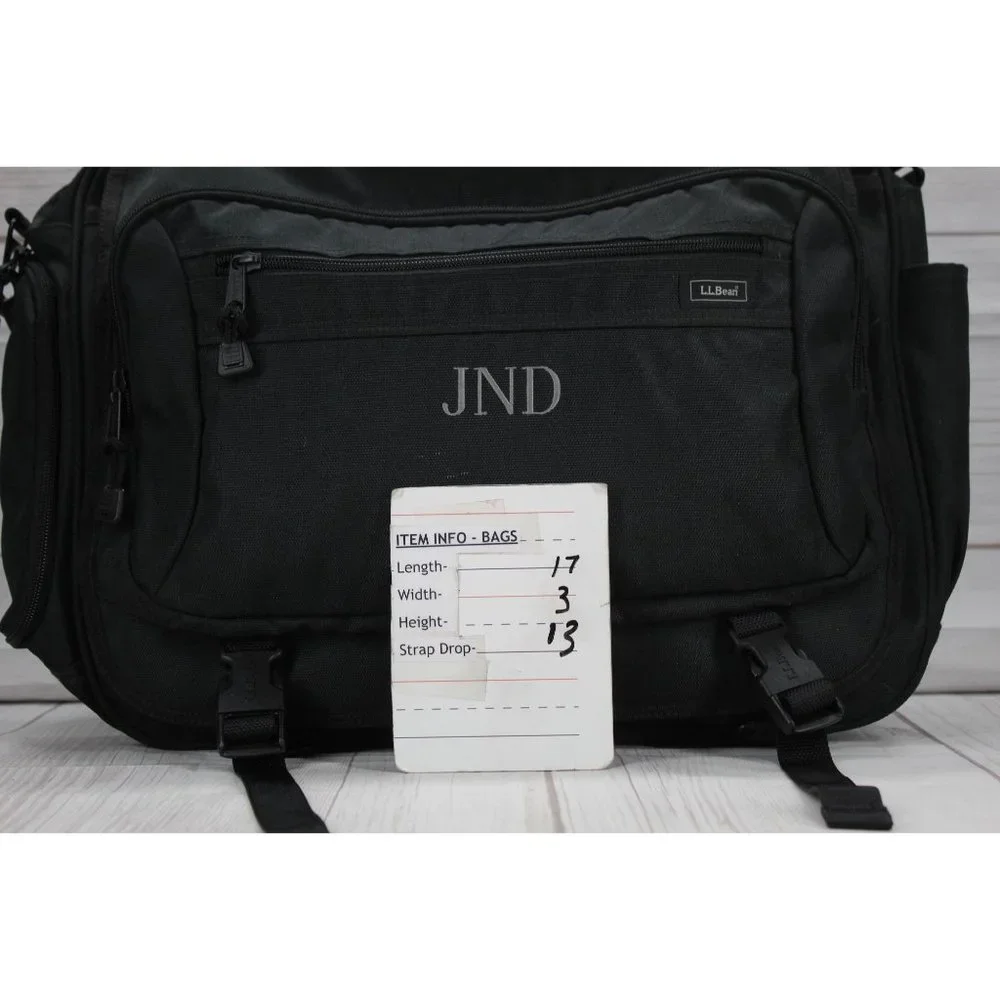 LL Bean Black Nylon Zippered Padded Handle Laptop Carryall Briefcase Bag